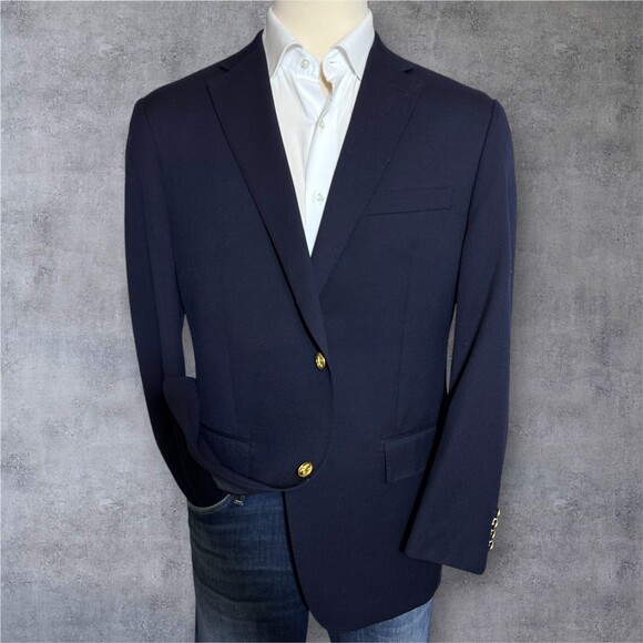 AMERICAN LIVING Men’s Navy Blazer 44R Sport Coat Two Button Jacket 100% WOOL - Picture 2 of 13